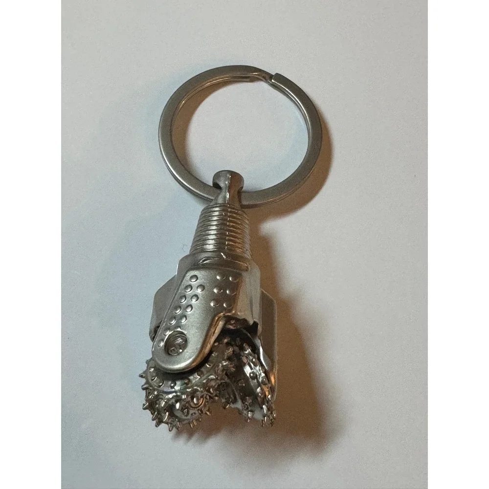Silver Tricone Drill Bit Keychain Oil Gas‎ Mining Industrial Novelty Accessory
